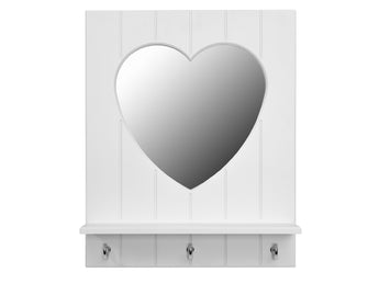Silversparkle white mirror with heart, shelf and hooks - Huckleberry Kids Rooms