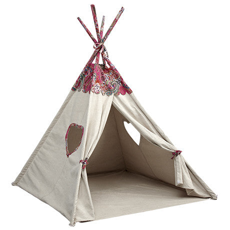Huckleberry Kids Rooms - Day Dreamer Play Tent with the signature paisley print and heart shaped windows. 