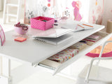 Close-up of kids desk drawer in white from Wonderland theme, girls room_Huckleberry Kids Rooms