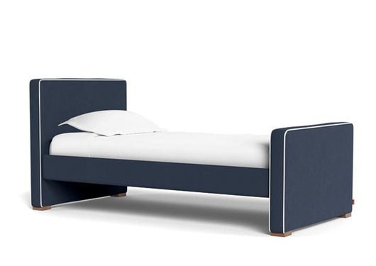 Dorma Jeane, Upholstered Kids Twin Bed, in Navy with White piping, sold by Huckleberry Kids Rooms