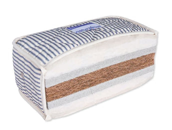 NaturalMat-Teen-Mattress-cross-section-with-organic-coconut-latex-and-wool-with-marine-blue-stripes-Huckleberry-Kids-Rooms