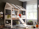 Treehouse Loft bed by Lifetime Kidsrooms, Boys Room, wooden bed with fun colors. Huckleberry Kids Rooms